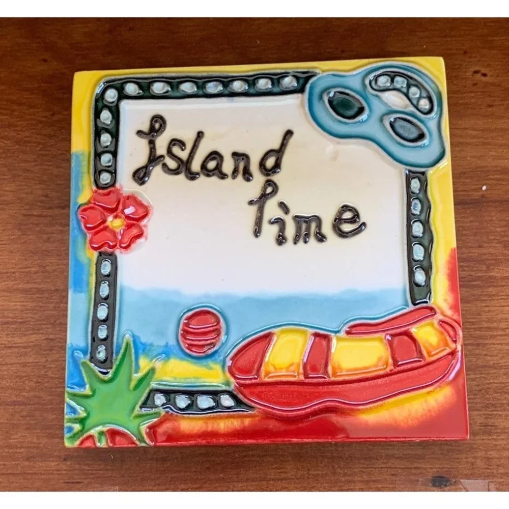 Island Time Beach Backsplash 4x4 Decorative Ceramic Wall Art Tile New